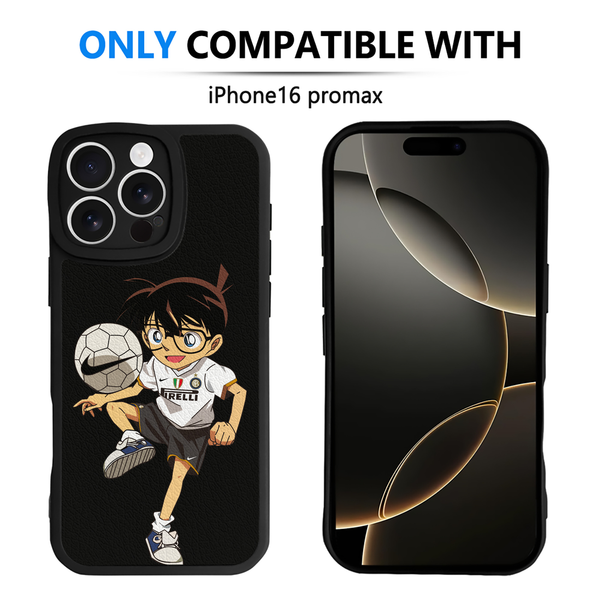 （画像用） 名探偵コナン 江戸川 コナン Detective Conan Conan Edogawa 【iPhone 16シリーズ対応】シリコンスマホケース（レザー調） 材質：シリコン